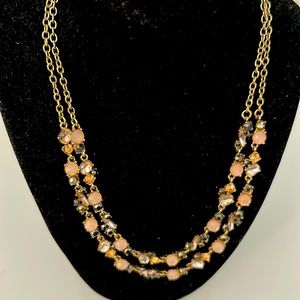 Quartz Crystal necklaces in beautiful colors pink and grey.